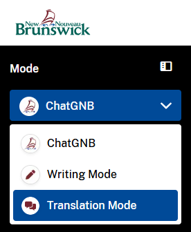 Choose from the Mode drop-down.
