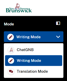 Choose from the Mode drop-down.